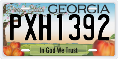 GA license plate PXH1392