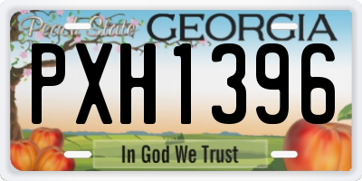 GA license plate PXH1396