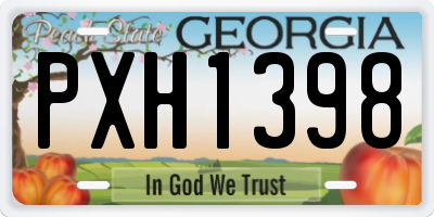 GA license plate PXH1398