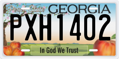 GA license plate PXH1402