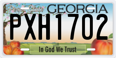 GA license plate PXH1702