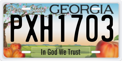 GA license plate PXH1703
