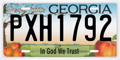 GA license plate PXH1792