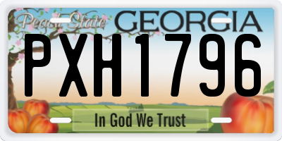 GA license plate PXH1796