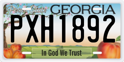 GA license plate PXH1892