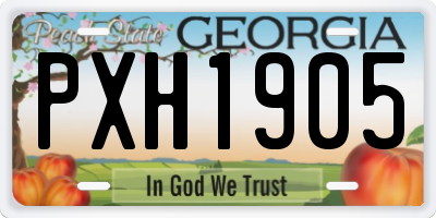 GA license plate PXH1905