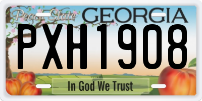 GA license plate PXH1908