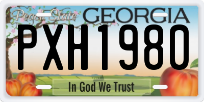 GA license plate PXH1980