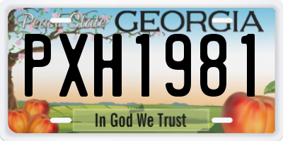 GA license plate PXH1981