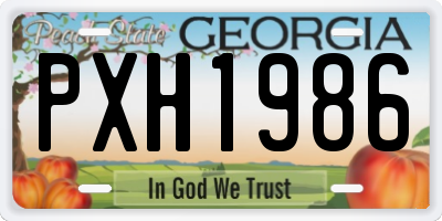GA license plate PXH1986