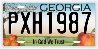 GA license plate PXH1987