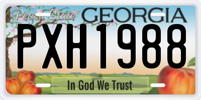 GA license plate PXH1988