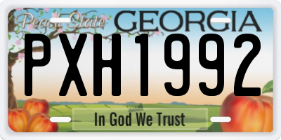 GA license plate PXH1992