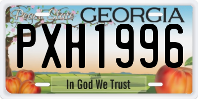GA license plate PXH1996