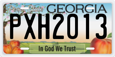 GA license plate PXH2013