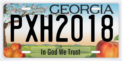 GA license plate PXH2018