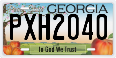 GA license plate PXH2040