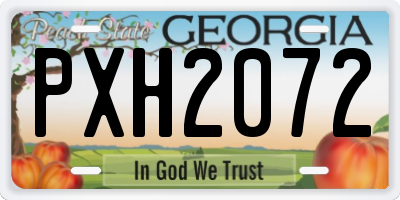 GA license plate PXH2072