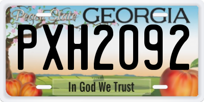 GA license plate PXH2092