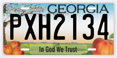 GA license plate PXH2134