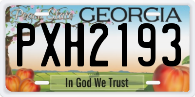 GA license plate PXH2193