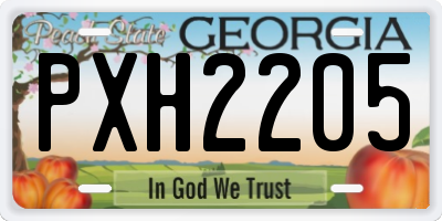 GA license plate PXH2205