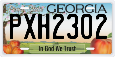 GA license plate PXH2302