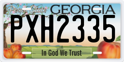 GA license plate PXH2335