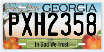 GA license plate PXH2358