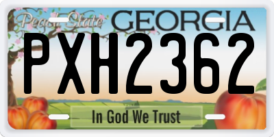 GA license plate PXH2362
