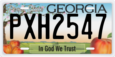 GA license plate PXH2547