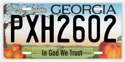 GA license plate PXH2602