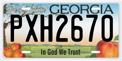 GA license plate PXH2670