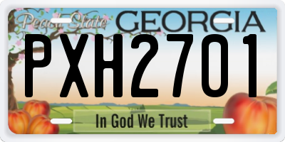 GA license plate PXH2701