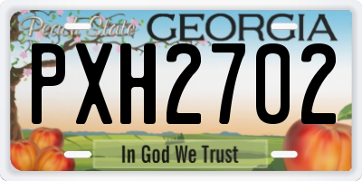 GA license plate PXH2702