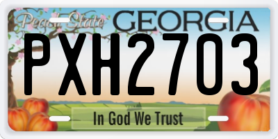 GA license plate PXH2703