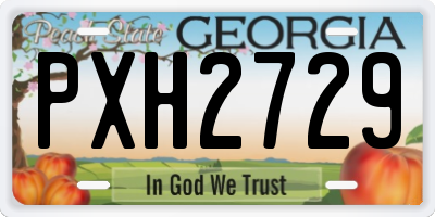GA license plate PXH2729