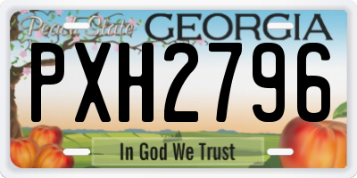 GA license plate PXH2796