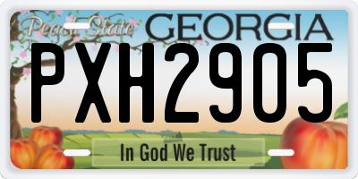 GA license plate PXH2905