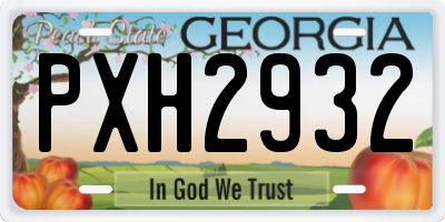 GA license plate PXH2932