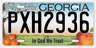 GA license plate PXH2936