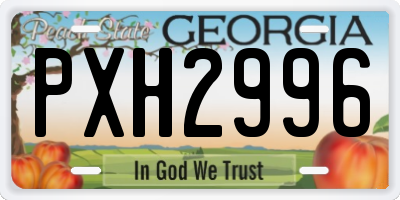 GA license plate PXH2996