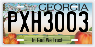 GA license plate PXH3003