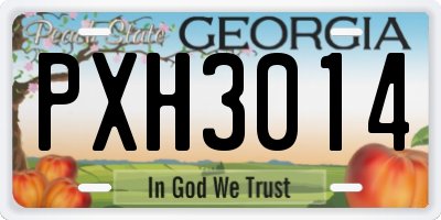 GA license plate PXH3014