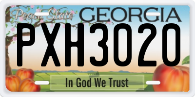 GA license plate PXH3020