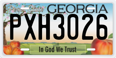GA license plate PXH3026