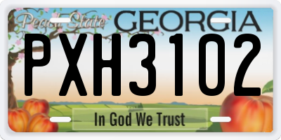 GA license plate PXH3102