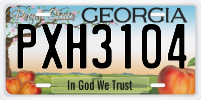 GA license plate PXH3104