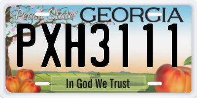 GA license plate PXH3111