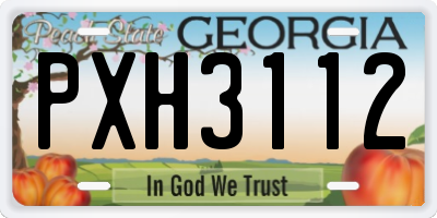 GA license plate PXH3112